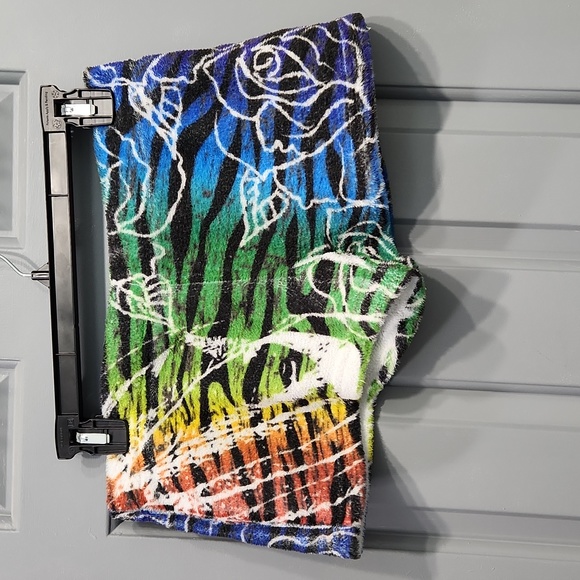 Rainbow Zebra Stripe Flowers Pajama Shorts small On Stage - Picture 1 of 4